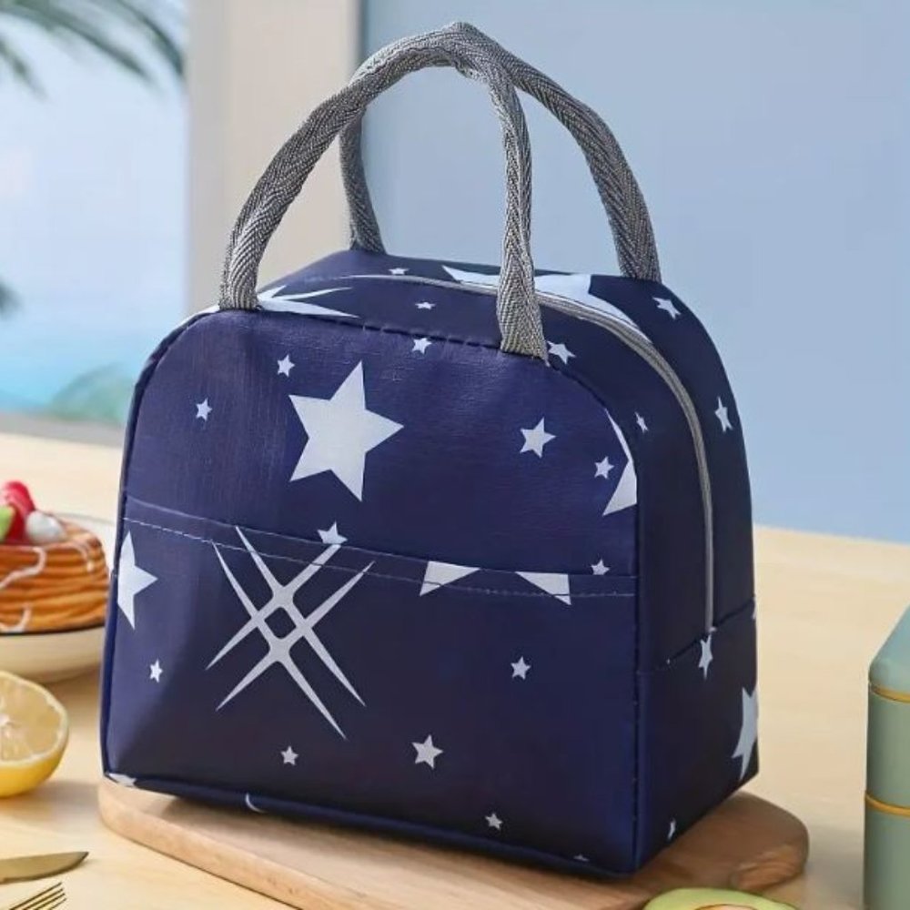 Kids Blue & White Star Insulated Lunch Bag